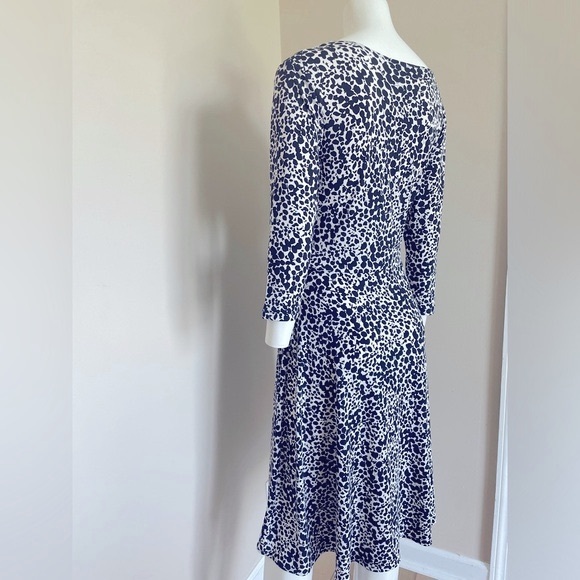 Talbot Faux Wrap Black White Floral Jersey Dress Long Sleeve Stretch 10 Petite - Picture 5 of 9